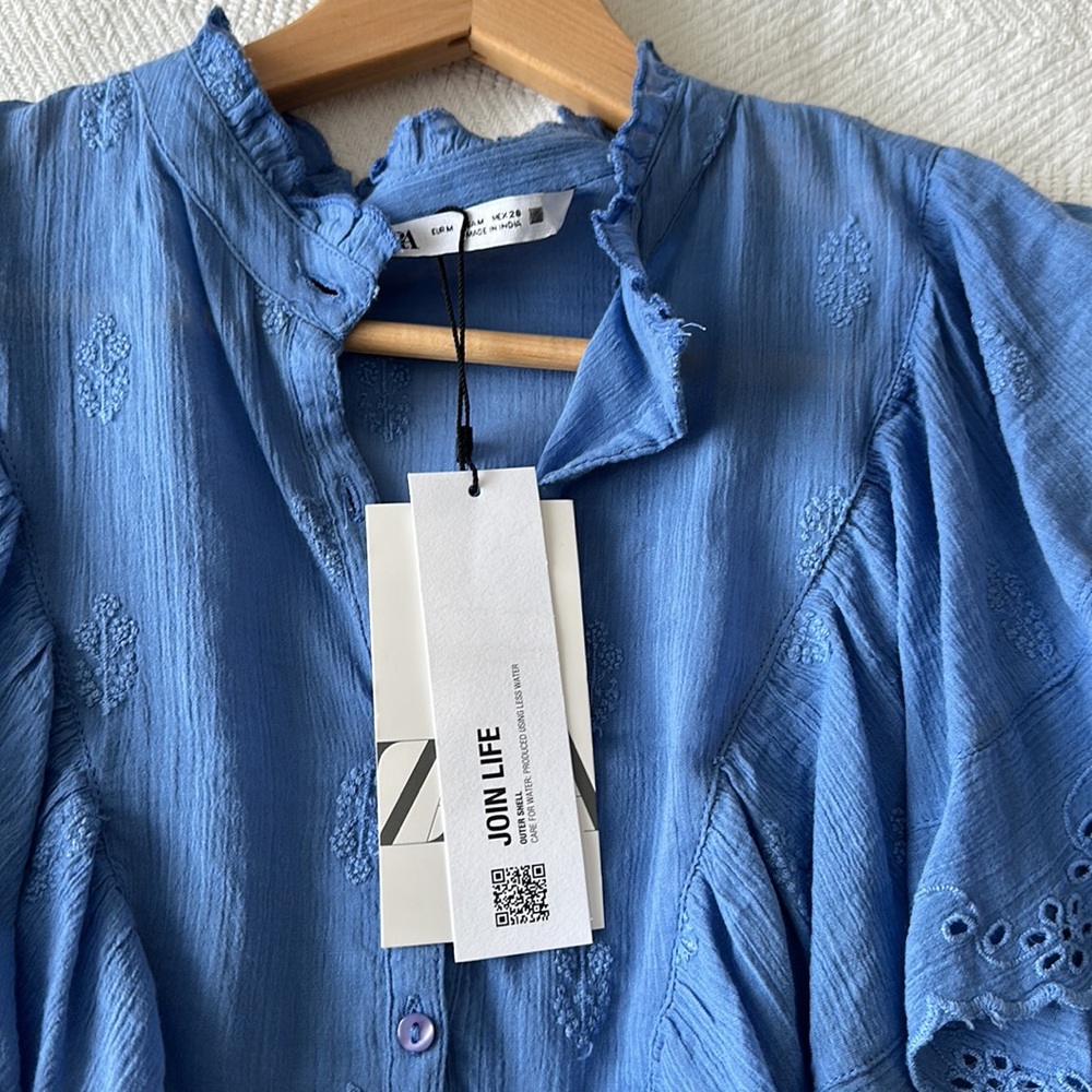 Zara Ruffed Emroidered Blouse - Picture 3 of 6